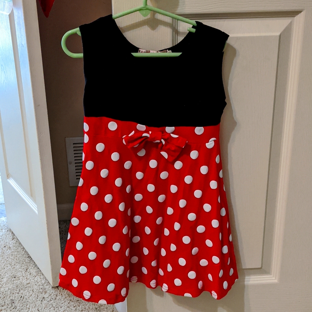 Girls Black/Red Minnie Mouse Dress, Size 4/5